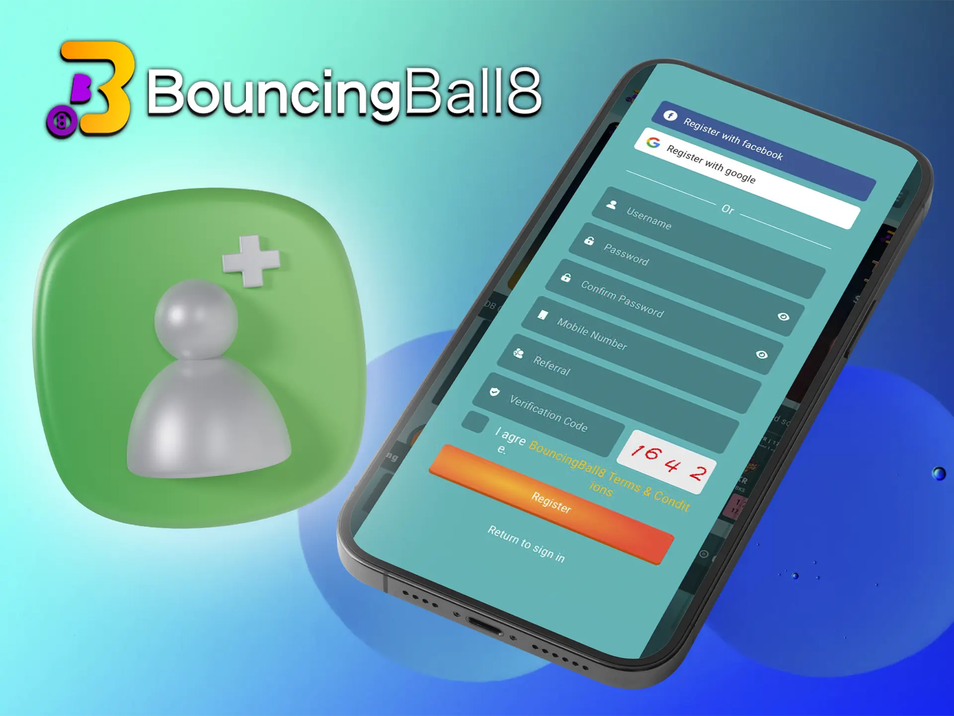 Create a new account via the BouncingBall8 app to start playing and betting.