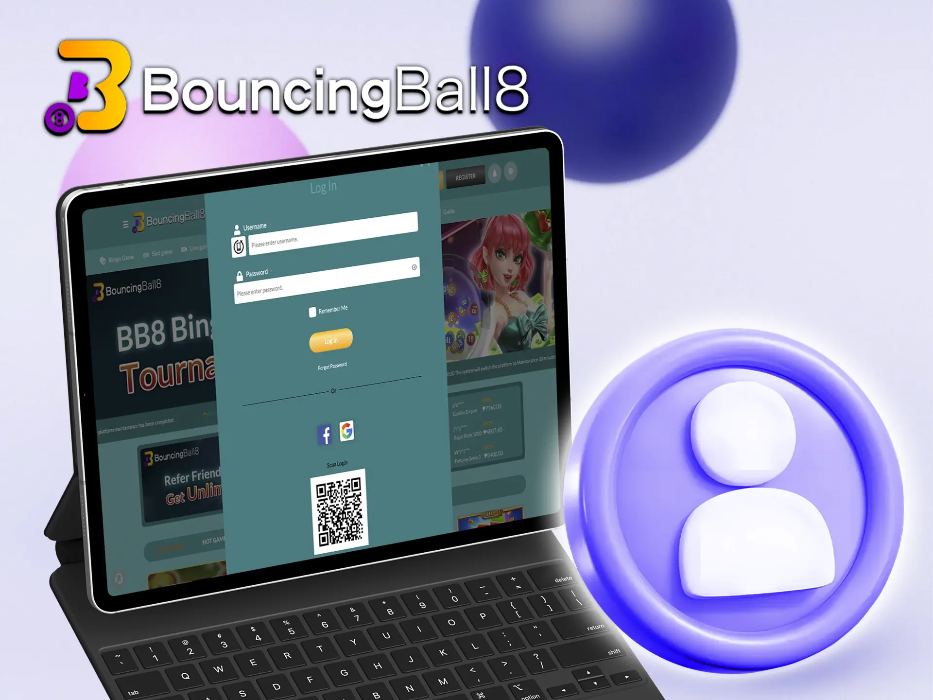 Learn how to log in to your existing BouncingBall8 profile in 3 steps.