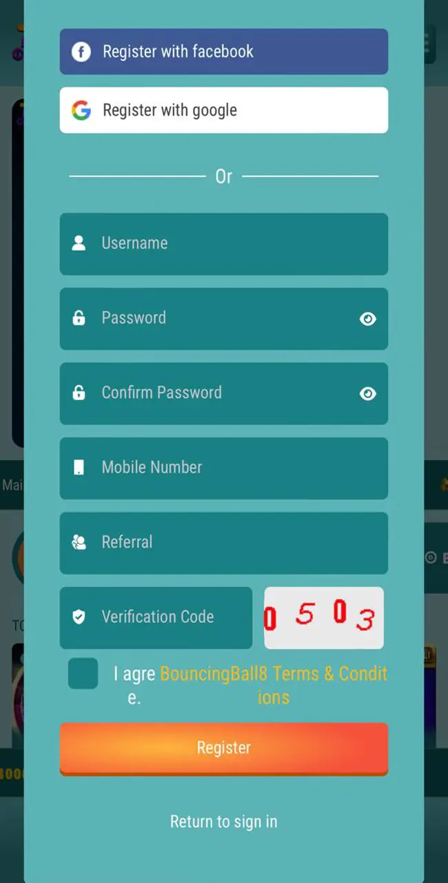 Be careful to enter only the correct details required to go through the BouncingBall8 registration procedure.