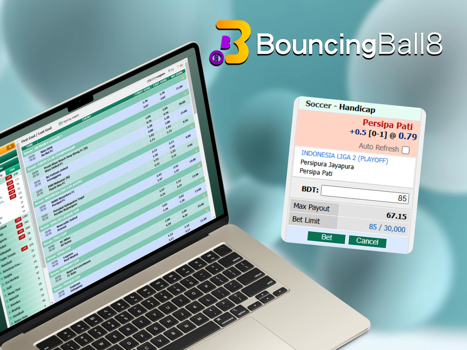 BouncingBall8 provides various types of bets.